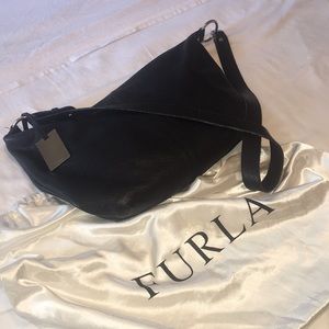 Furla Leather Shoulder Bag - Black & Silver